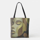 All-Over Abstract Face Shoulder Tote Bag (Achterkant)