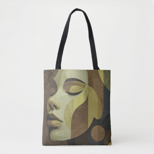 All-Over Abstract Face Shoulder Tote Tote Bag (Voorkant)