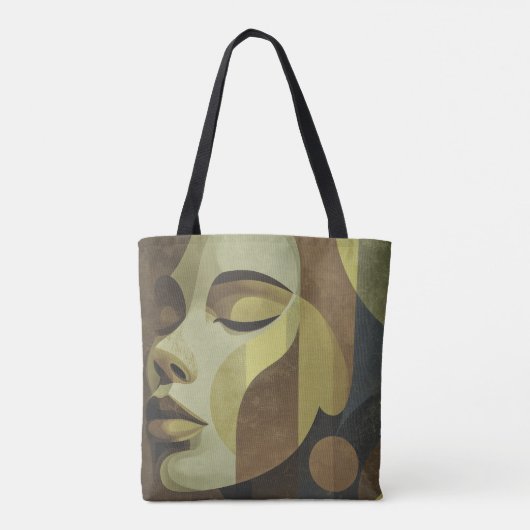 All-Over Abstract Face Shoulder Tote Tote Bag (Achterkant)