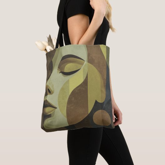 All-Over Abstract Face Shoulder Tote Tote Bag (Dichtbij)