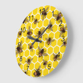All Over Bees on Honeycomb Wall Clock Grote Klok (Hoek)