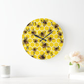 All Over Bees on Honeycomb Wall Clock Grote Klok (Huis)