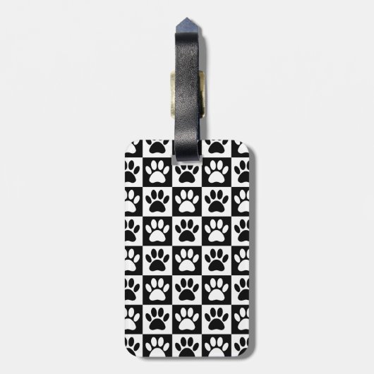 All Over Black and White Checkerboard Dog Pakt Bagagelabel (Achterkant verticaal)