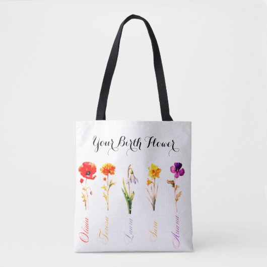 All-over geboortemaand Flower Canvas tas (Voorkant)