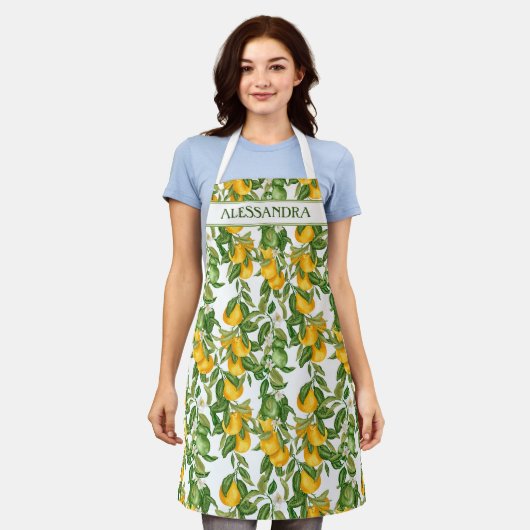 All-over het Patroon van Lemons Gepersonaliseerde  Schort (Gedragen)