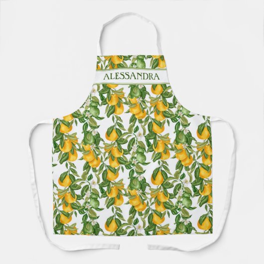 All-over het Patroon van Lemons Gepersonaliseerde  Schort (Voorkant)