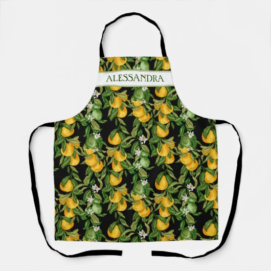All-over het Patroon van Lemons Gepersonaliseerde  Schort (Voorkant)