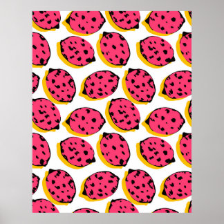 all over lemon pattern vintageabstract, art, backg poster