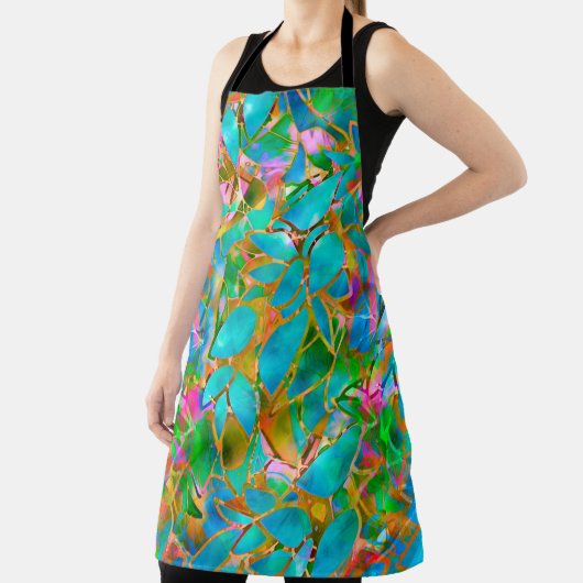 All-over Print Apron Floral Abstract Glas in lood Schort (Insitu)