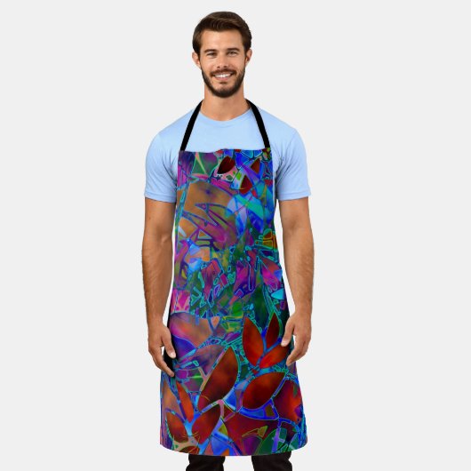 All-over Print Apron Floral Abstract Glas in lood Schort (Gedragen)