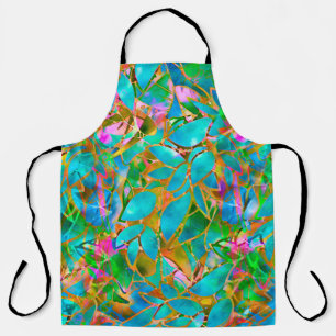 All-over Print Apron Floral Abstracte Glas in lood Schort