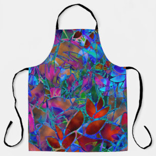 All-over Print Apron Floral Abstracte Glas in lood Schort