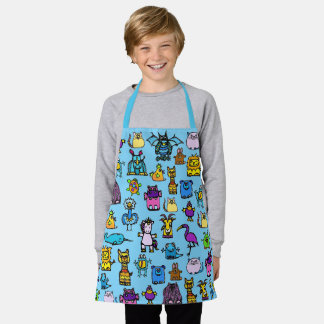 All-Over Print Apron - Light Blue Schort