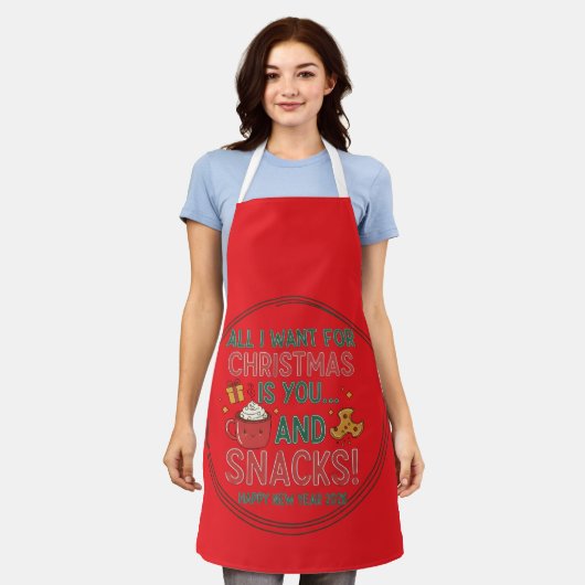 All-Over Print Apron, Medium Christmas Schort (Gedragen)