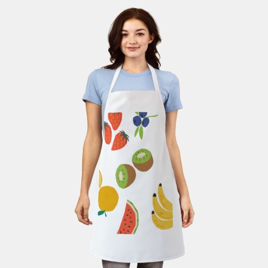 All-Over Print Apron, Medium fruits  Schort (Gedragen)