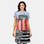 All-Over Print Apron, Medium – Red Pulse Abstract Schort (Gedragen)
