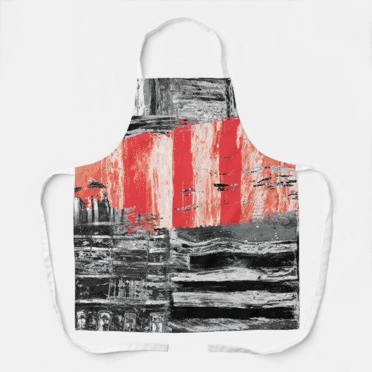 All-Over Print Apron, Medium – Red Pulse Abstract Schort (Voorkant)