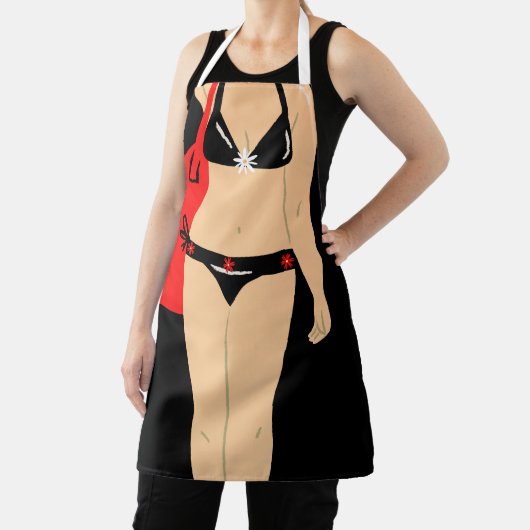 All-over Print Apron, middelgrote bikini zwart Schort (Insitu)