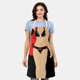 All-over Print Apron, middelgrote bikini zwart Schort