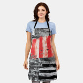 All-Over Print Apron – Red Pulse Abstract Design Schort (Gedragen)
