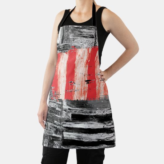 All-Over Print Apron – Red Pulse Abstract Design Schort (Insitu)