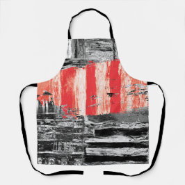 All-Over Print Apron – Red Pulse Abstract Design Schort