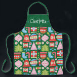 All-over Print Apron Schort<br><div class="desc">Een stijlvol en modern kerstplatform met retro-geïnspireerde geometrische illustraties van versieringen,  kousen,  snoeprietjes,  geschenken,  kerstbomen,  sneeuwvlokken,  gordels en nog veel meer. Dit kan worden gepersonaliseerd met een naam,  een monogram of een eigen bericht. Een leuk en uniek kerstcadeau. De kleuren zijn onder meer groen,  rood,  wit,  blauw en roze.</div>