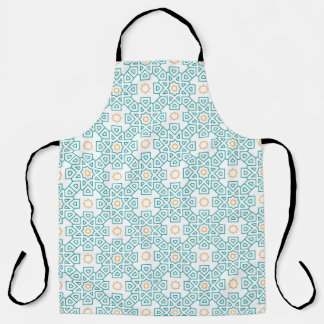 All-Over Print Apron Teal & Gold Arabesque Chef Ap Schort