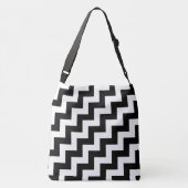 All-Over-Print Black en White Diagonal Zigzags Crossbody Tas (Achterkant)