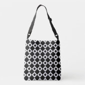 All-Over-Print Black en White Diamond Pattern Crossbody Tas (Achterkant)