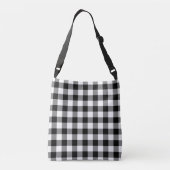 All-Over-Print Black en White Gingham Pattern Crossbody Tas (Achterkant)
