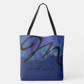 all-over-print blauwe middelgrote canvas tas met n (Achterkant)