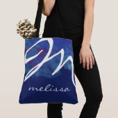 all-over-print blauwe middelgrote canvas tas met n (Dichtbij)