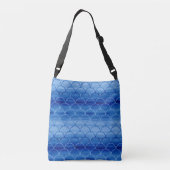 All-Over-Print Blue Waterverf Schaalpatroon Crossbody Tas (Achterkant)