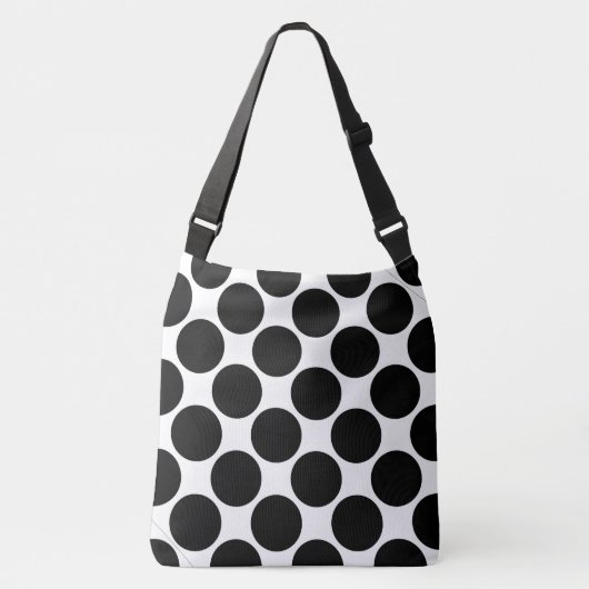 All-Over-Print Bold Black Polka-punten op wit Crossbody Tas (Voorkant)