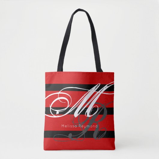 All-over-print canvas tas met grote rode strepen (Voorkant)
