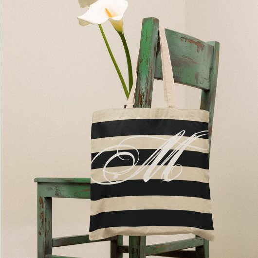 All-over-print Canvas tas met grote zwarte strepen