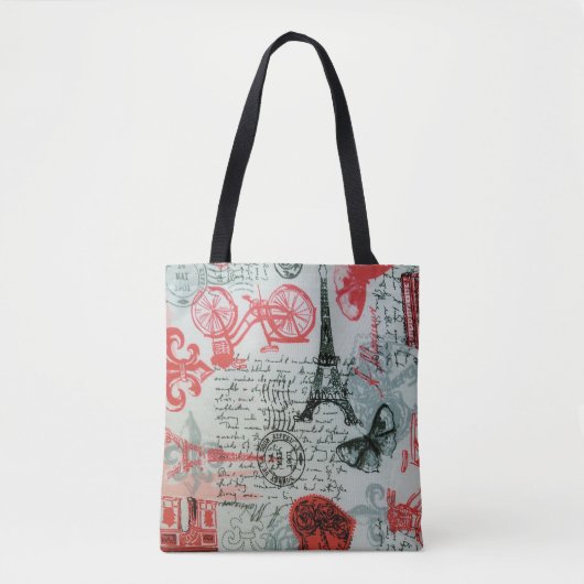 All-Over-Print Canvas tas "Paris Style" (Voorkant)