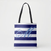 All-over-print Canvas tas van grote Navy Blue Stri (Voorkant)