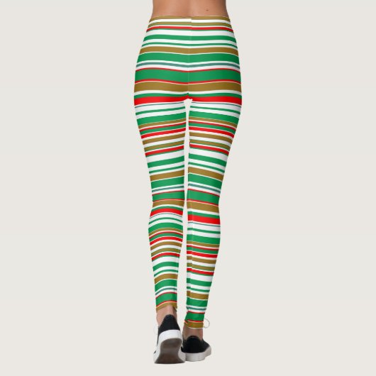 All-over print Gestreepte Kerst Vakantie Leggings (Achterkant)
