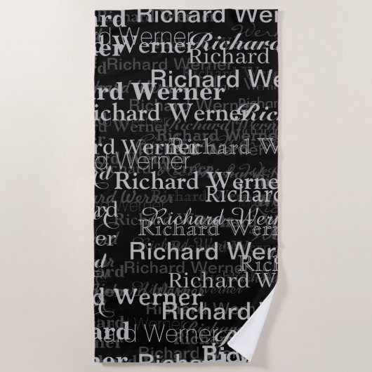 All-over-Print herhalingsnaam zwart-wit modern Strandlaken (Voorkant)