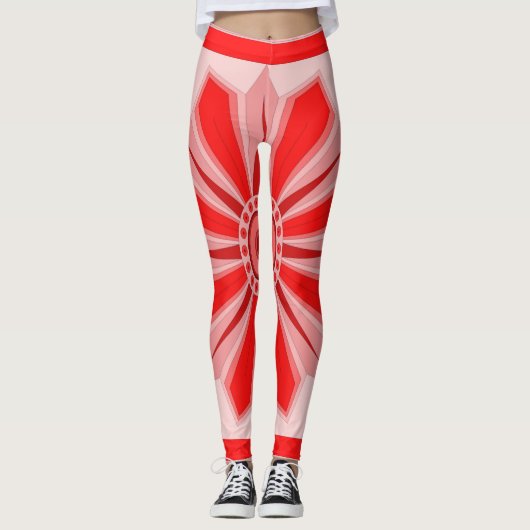 All-Over-Print Leggings met rode kunst (Voorkant)
