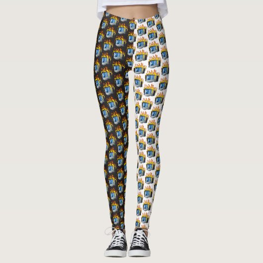 All-over-Print Leggings van Computer Fire (Voorkant)