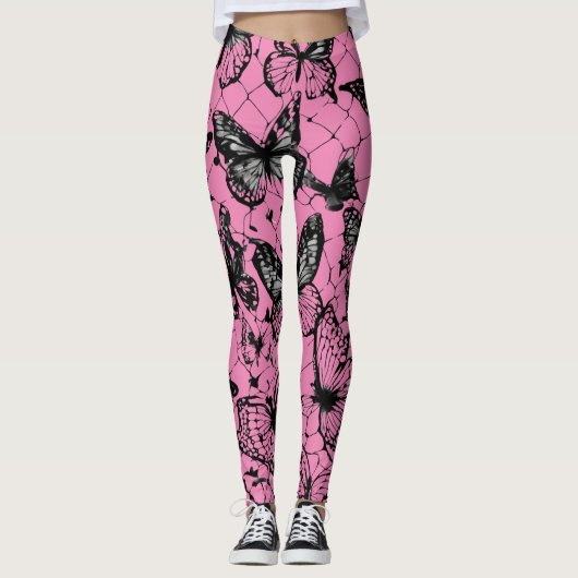 All-over-print Leggings vlinderdruk (Voorkant)