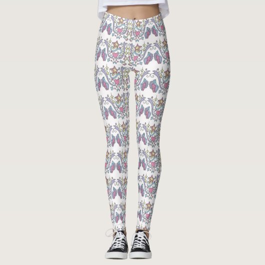 All-over-print Leggings Wing Heart Star Design (Voorkant)