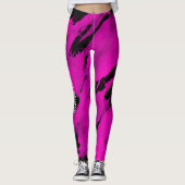 All Over Print Leggins Brushy Roze Zwart Leggings (Voorkant)