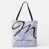 all-over-print lila waterverf canvas tas met naam (Achterkant)