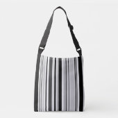 All-over-print moderne zwarte, witte, grijze strep crossbody tas (Voorkant)