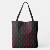 all_over_print red musical notes op zwart tote bag (Achterkant)