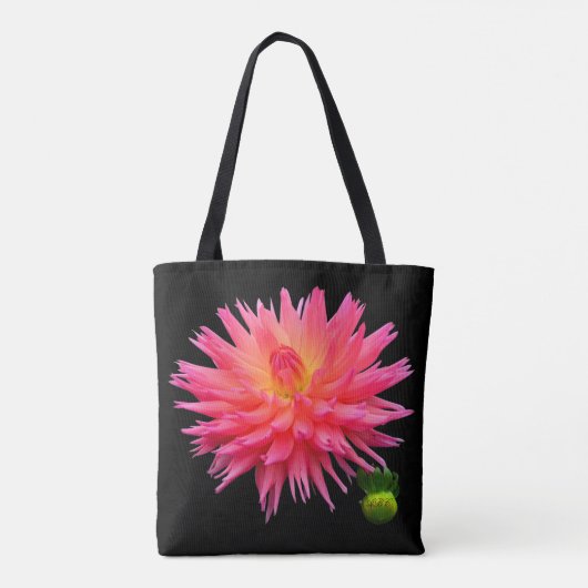All-Over-Print Red Pink Dahlia & Bud Tas (Achterkant)